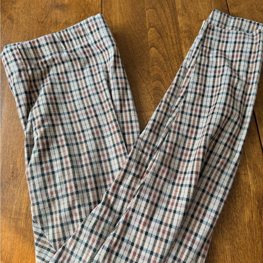 George Plaid Trousers/Leggings with Neutral Tones